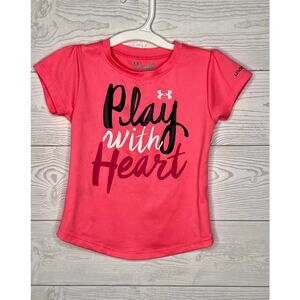 Under Armour HeatGear "Play With Heart" pink activewear t-shirt Toddler girl 3T